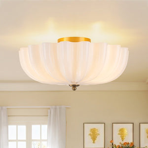 Thehouselights-3-Light Bowl Daisy Glass Semi Flush-Ceiling Light-3-Light-