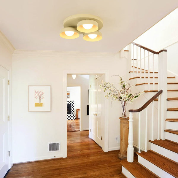 Thehouselights - 3 - Light Bowl Shade LED Flush Mount Ceiling - Ceiling Light - Beige - 