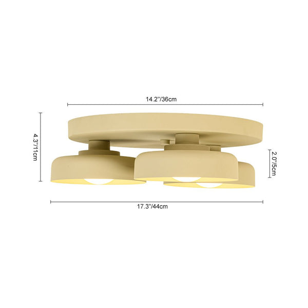 Thehouselights - 3 - Light Bowl Shade LED Flush Mount Ceiling - Ceiling Light - Beige - 