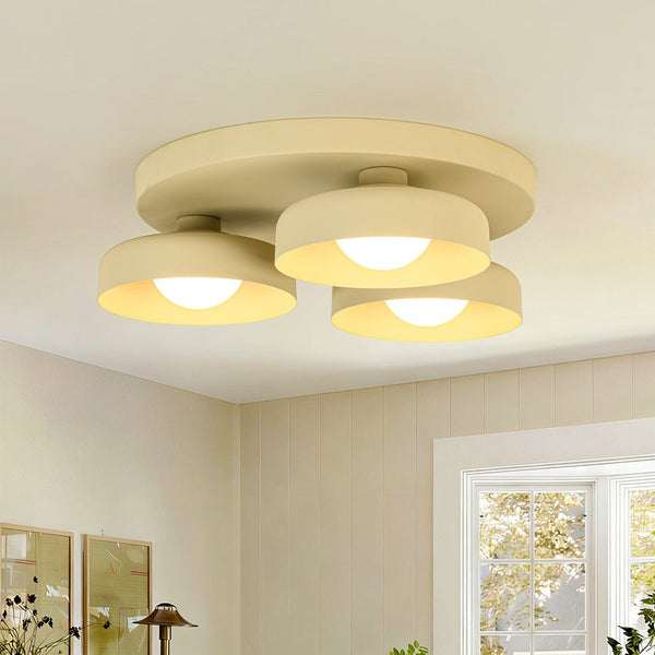 Thehouselights - 3 - Light Bowl Shade LED Flush Mount Ceiling - Ceiling Light - Beige - 