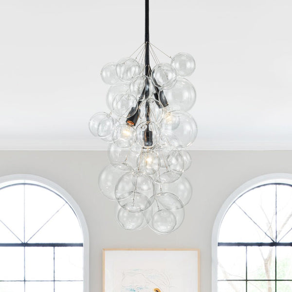 Thehouselights - 3 - Light Cluster Glass Bubble Chandelier - Chandelier - 3 - Light - Black