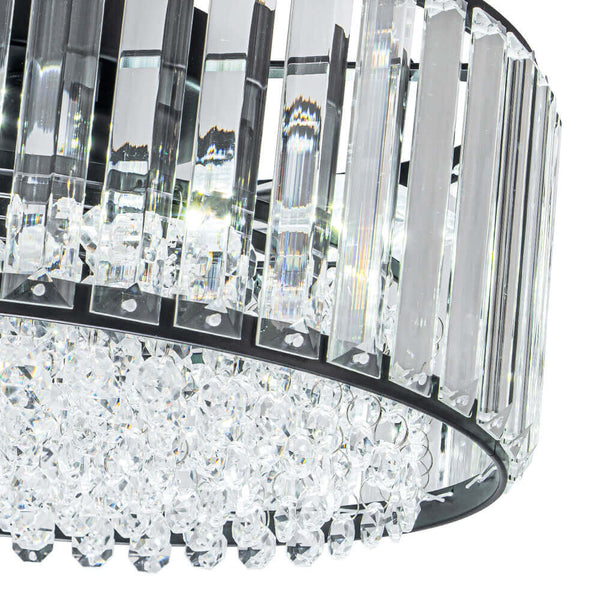 Thehouselights - 3 - Light Crystal Flush Mount Ceiling Light - Ceiling Light - Black - 