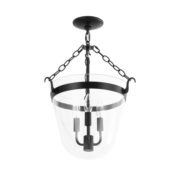 Thehouselights - 3 - Light Lantern Clear Glass Pendant Light - Pendant - Black - 