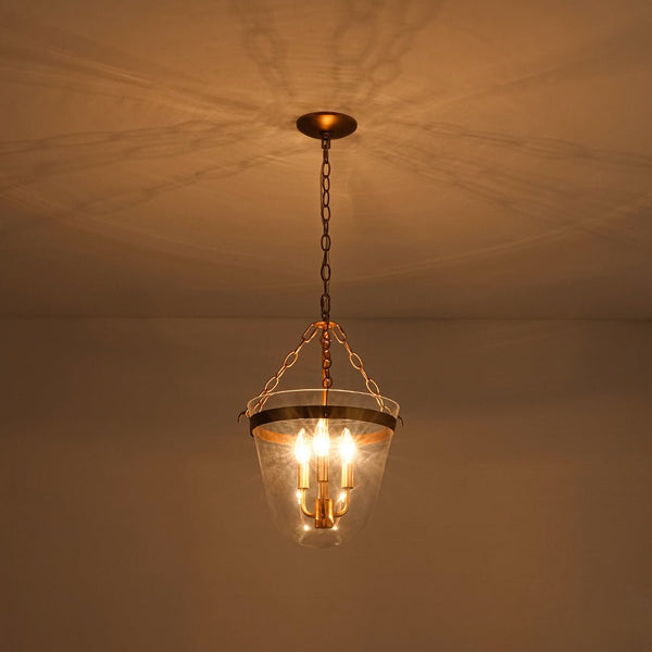 Thehouselights - 3 - Light Lantern Clear Glass Pendant Light - Pendant - Black - 