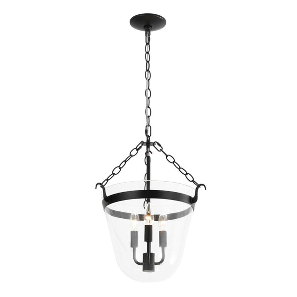 Thehouselights - 3 - Light Lantern Clear Glass Pendant Light - Pendant - Black - 