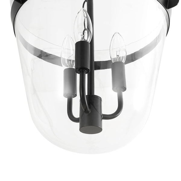 Thehouselights - 3 - Light Lantern Clear Glass Pendant Light - Pendant - Black - 