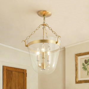Thehouselights - 3 - Light Lantern Clear Glass Pendant Light - Pendant - Brass - 