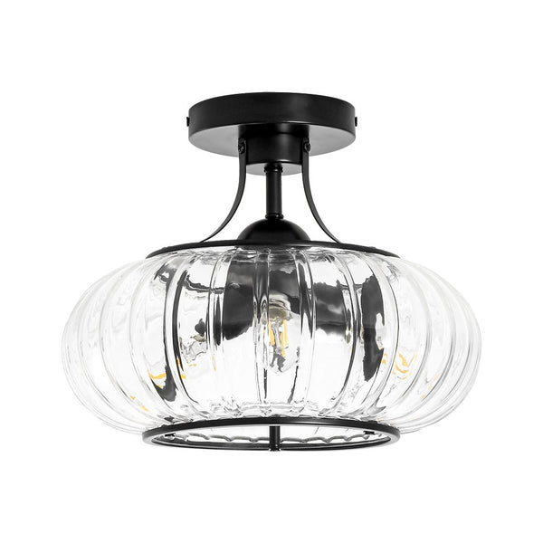 Thehouselights-3-Light Lantern Glass Semi-Flush Mount-Ceiling Light-3-Light-