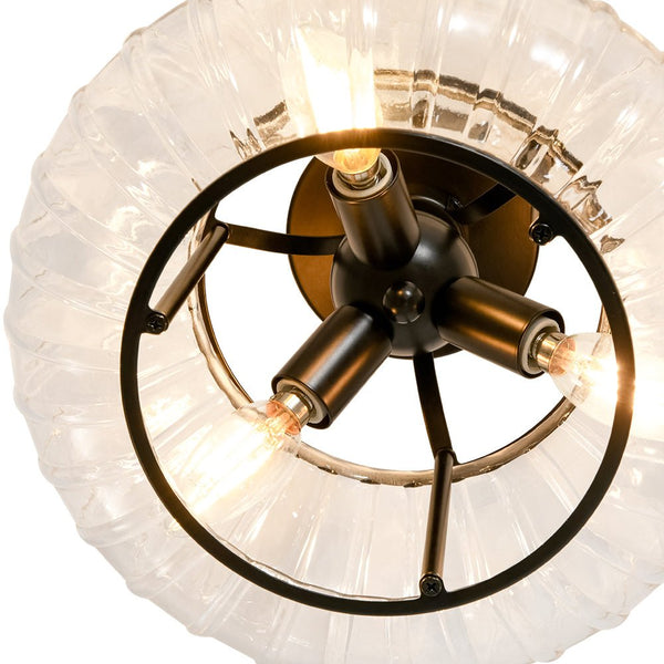 Thehouselights-3-Light Lantern Glass Semi-Flush Mount-Ceiling Light-3-Light-