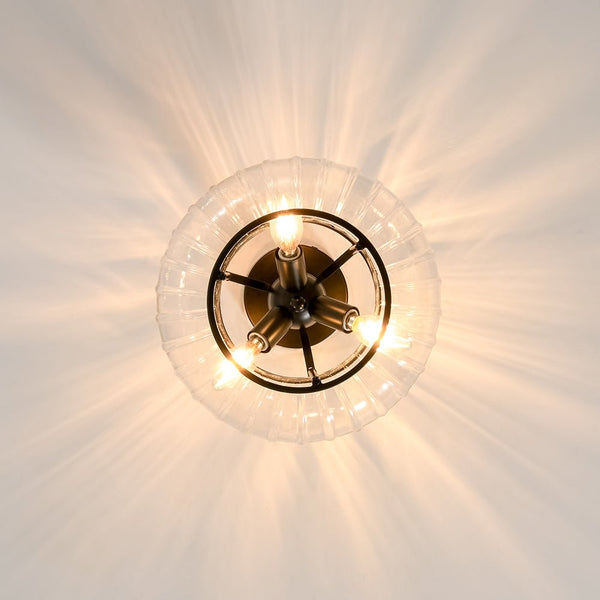 Thehouselights-3-Light Lantern Glass Semi-Flush Mount-Ceiling Light-3-Light-