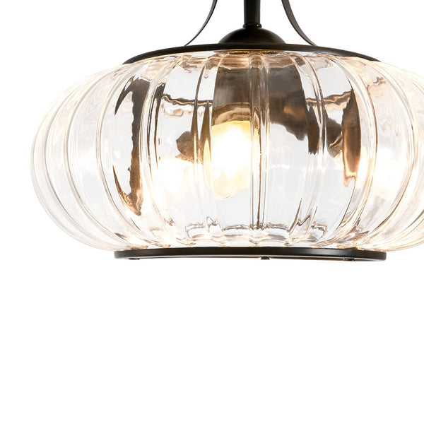 Thehouselights-3-Light Lantern Glass Semi-Flush Mount-Ceiling Light-3-Light-