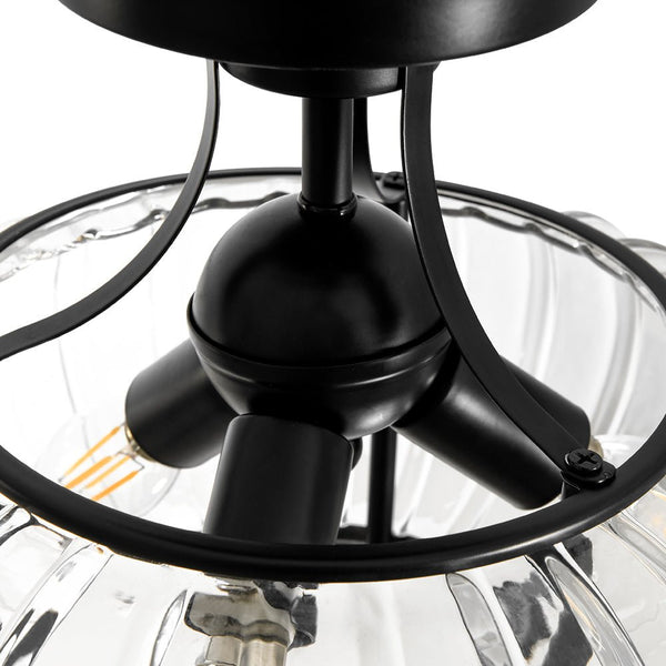 Thehouselights-3-Light Lantern Glass Semi-Flush Mount-Ceiling Light-3-Light-