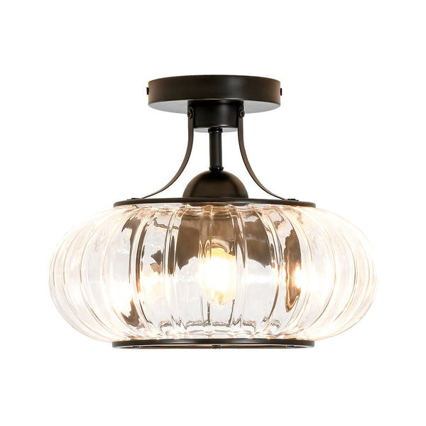 Thehouselights-3-Light Lantern Glass Semi-Flush Mount-Ceiling Light-3-Light-