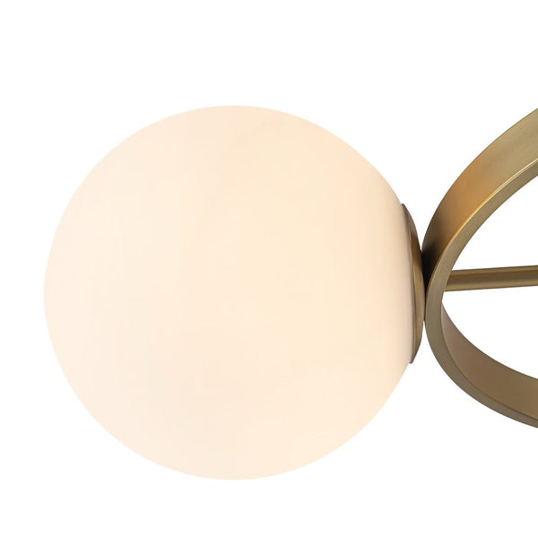 Thehouselights - 3 - Light Opal Glass Globe Semi Flush Mount - Chandelier - Brass - 