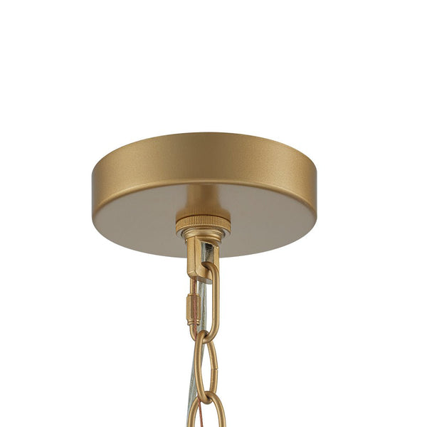 Thehouselights - 3 - Light Ribbed Glass Drum Pendant Light - Chandelier - Brass - 