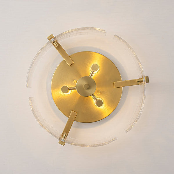 Thehouselights-3-Light Textured Glass Brass Drum Semi Flush Mount-Ceiling Light-Brass-