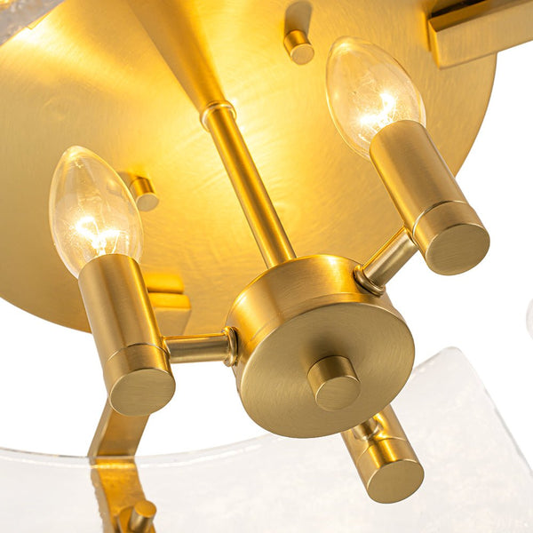 Thehouselights-3-Light Textured Glass Brass Drum Semi Flush Mount-Ceiling Light-Brass-