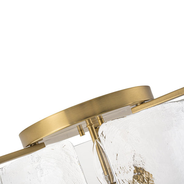 Thehouselights-3-Light Textured Glass Brass Drum Semi Flush Mount-Ceiling Light-Brass-