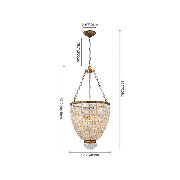 Thehouselights - 4 - Light Basket Crystal Chandelier - Chandelier - 4 - Light - 