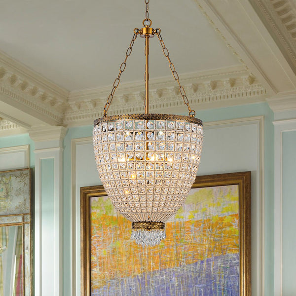 Thehouselights - 4 - Light Basket Crystal Chandelier - Chandelier - 4 - Light - 