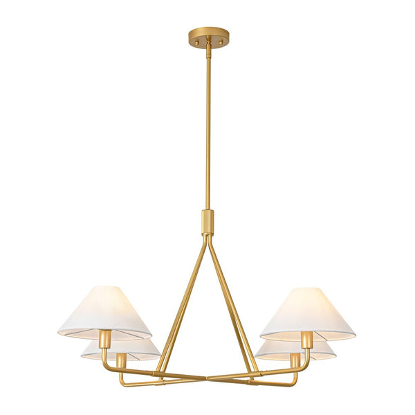 Thehouselights - 4 - Light Cone Fabric Shade Chandelier - Chandelier - Brass - 