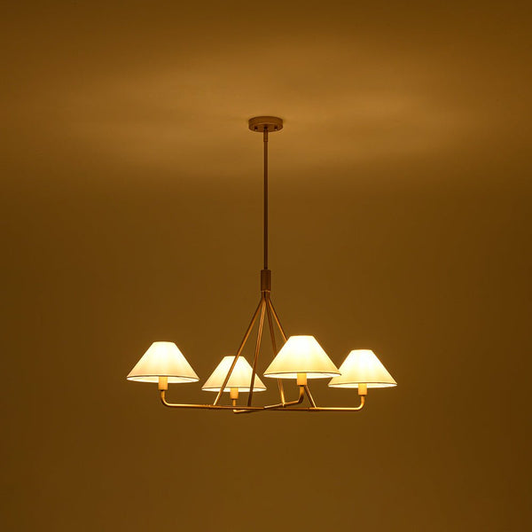 Thehouselights - 4 - Light Cone Fabric Shade Chandelier - Chandelier - Brass - 