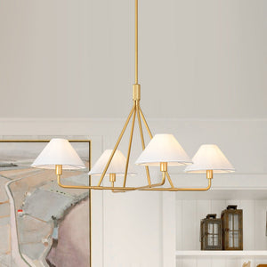 Thehouselights - 4 - Light Cone Fabric Shade Chandelier - Chandelier - Brass - 