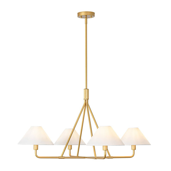Thehouselights - 4 - Light Cone Fabric Shade Chandelier - Chandelier - Brass - 