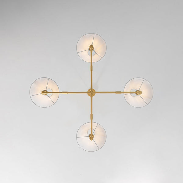 Thehouselights - 4 - Light Cone Fabric Shade Chandelier - Chandelier - Brass - 