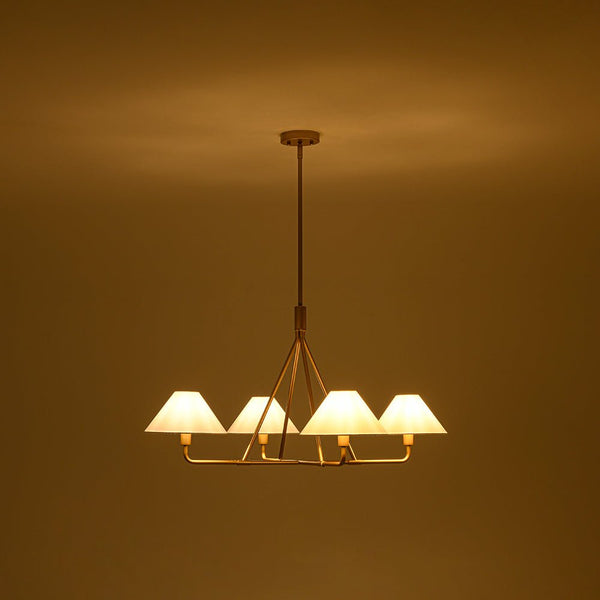 Thehouselights - 4 - Light Cone Fabric Shade Chandelier - Chandelier - Brass - 