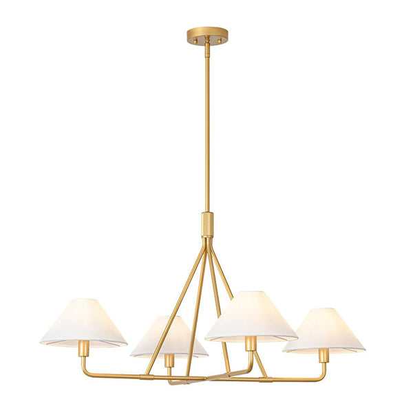 Thehouselights - 4 - Light Cone Fabric Shade Chandelier - Chandelier - Brass - 