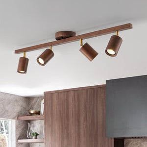 Thehouselights-4-Light Linear Semi Flush Light Track Light-Ceiling Light-Walnut-