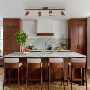 Thehouselights-4-Light Linear Semi Flush Light Track Light-Ceiling Light-Walnut-