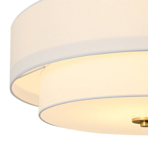 Thehouselights - 4 - Light Linen Drum Flush Mount Ceiling - Ceiling Light - Brass - 