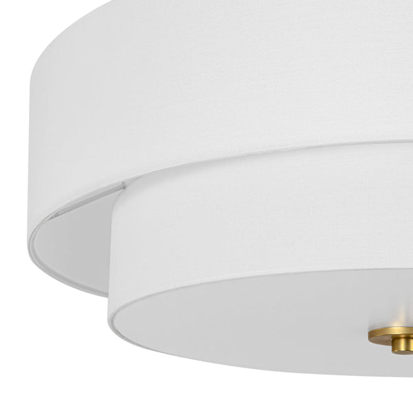 Thehouselights - 4 - Light Linen Drum Flush Mount Ceiling - Ceiling Light - Brass - 