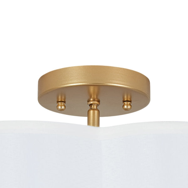 Thehouselights-4-Light Linen Drum Semi Flush Mount-Ceiling Light-Brass-