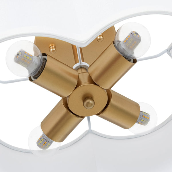 Thehouselights-4-Light Linen Drum Semi Flush Mount-Ceiling Light-Brass-