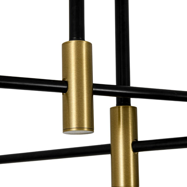 Thehouselights - 4 - Light Minimalist Sputnik Semi Flush Light - Chandelier - Black+Brass - 