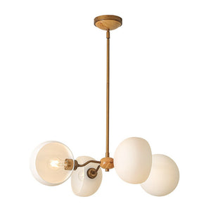 Thehouselights - 4 - Light Sputnik Semi Open Glass Shade Chandelier - Chandelier - Brass - 