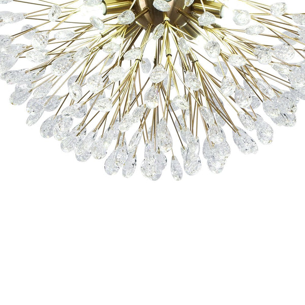 Thehouselights - 5 - Light Crystal Dandelion Semi Flush Chandelier - Chandelier - Brass - 