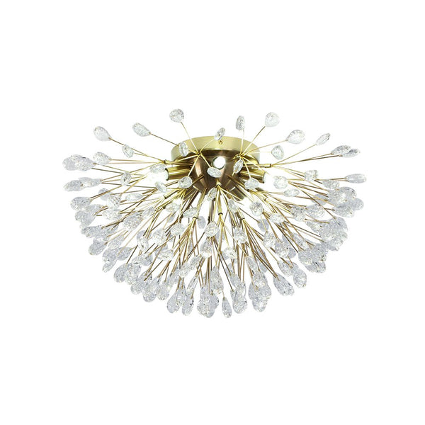 Thehouselights - 5 - Light Crystal Dandelion Semi Flush Chandelier - Chandelier - Brass - 