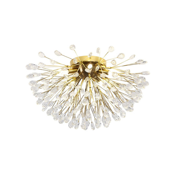 Thehouselights - 5 - Light Crystal Dandelion Semi Flush Chandelier - Chandelier - Brass - 