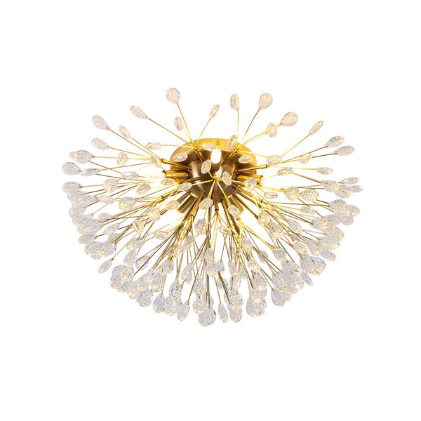 Thehouselights - 5 - Light Crystal Dandelion Semi Flush Chandelier - Chandelier - Brass - 