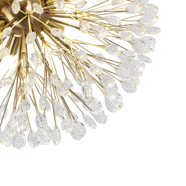 Thehouselights - 5 - Light Crystal Dandelion Semi Flush Chandelier - Chandelier - Brass - 