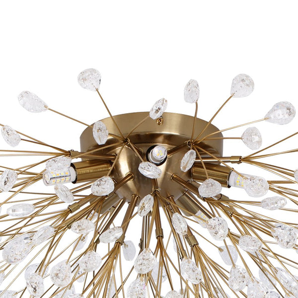 Thehouselights - 5 - Light Crystal Dandelion Semi Flush Chandelier - Chandelier - Brass - 