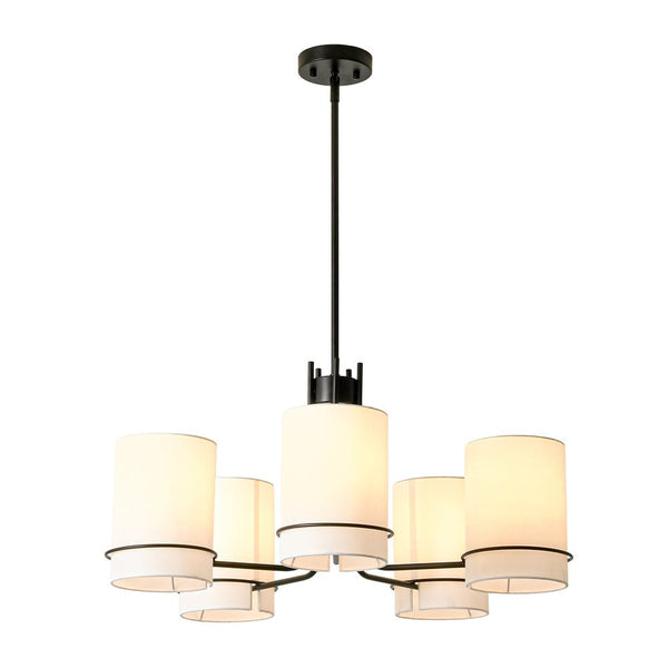 Thehouselights - 5 - Light Cylinder Fabric Shade Chandelier - Chandelier - Black - 