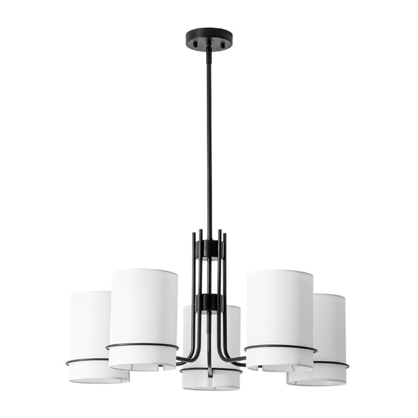 Thehouselights - 5 - Light Cylinder Fabric Shade Chandelier - Chandelier - Black - 