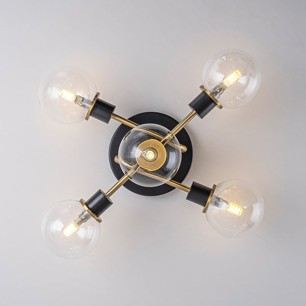 Thehouselights - 5 - Light Glass Bubble Semi Flush Mount - Chandelier - Clear Glass - 
