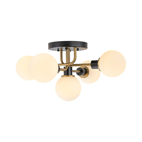 Thehouselights - 5 - Light Glass Bubble Semi Flush Mount - Chandelier - Clear Glass - 