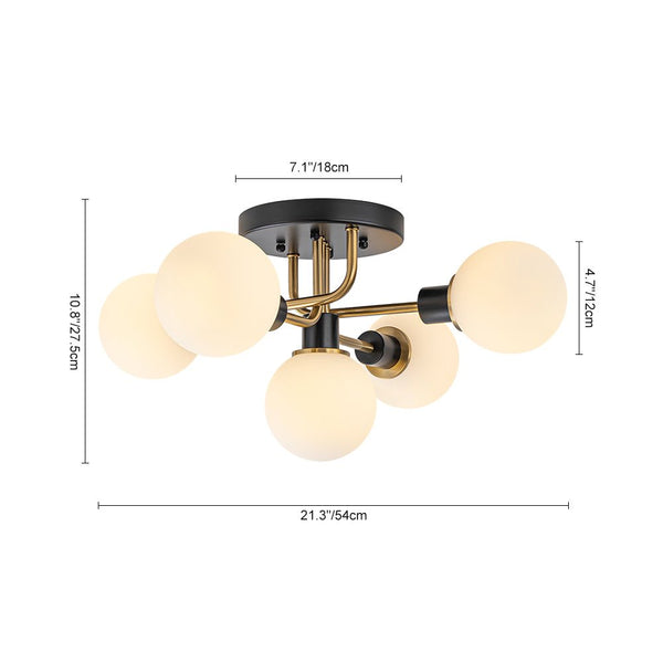 Thehouselights - 5 - Light Glass Bubble Semi Flush Mount - Chandelier - Clear Glass - 